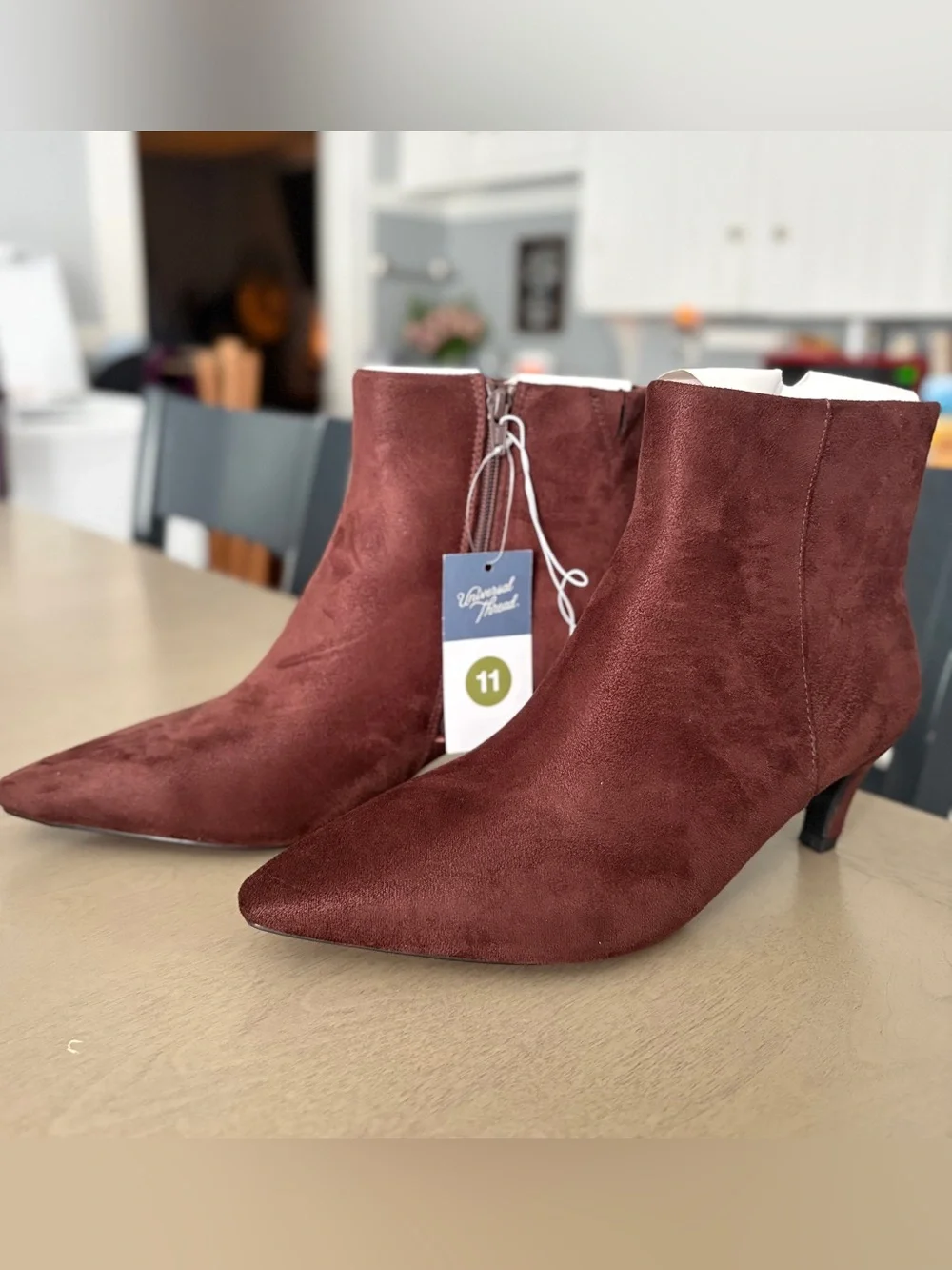 Universal Thread Chocolate Suede Heeled Ankle Boots